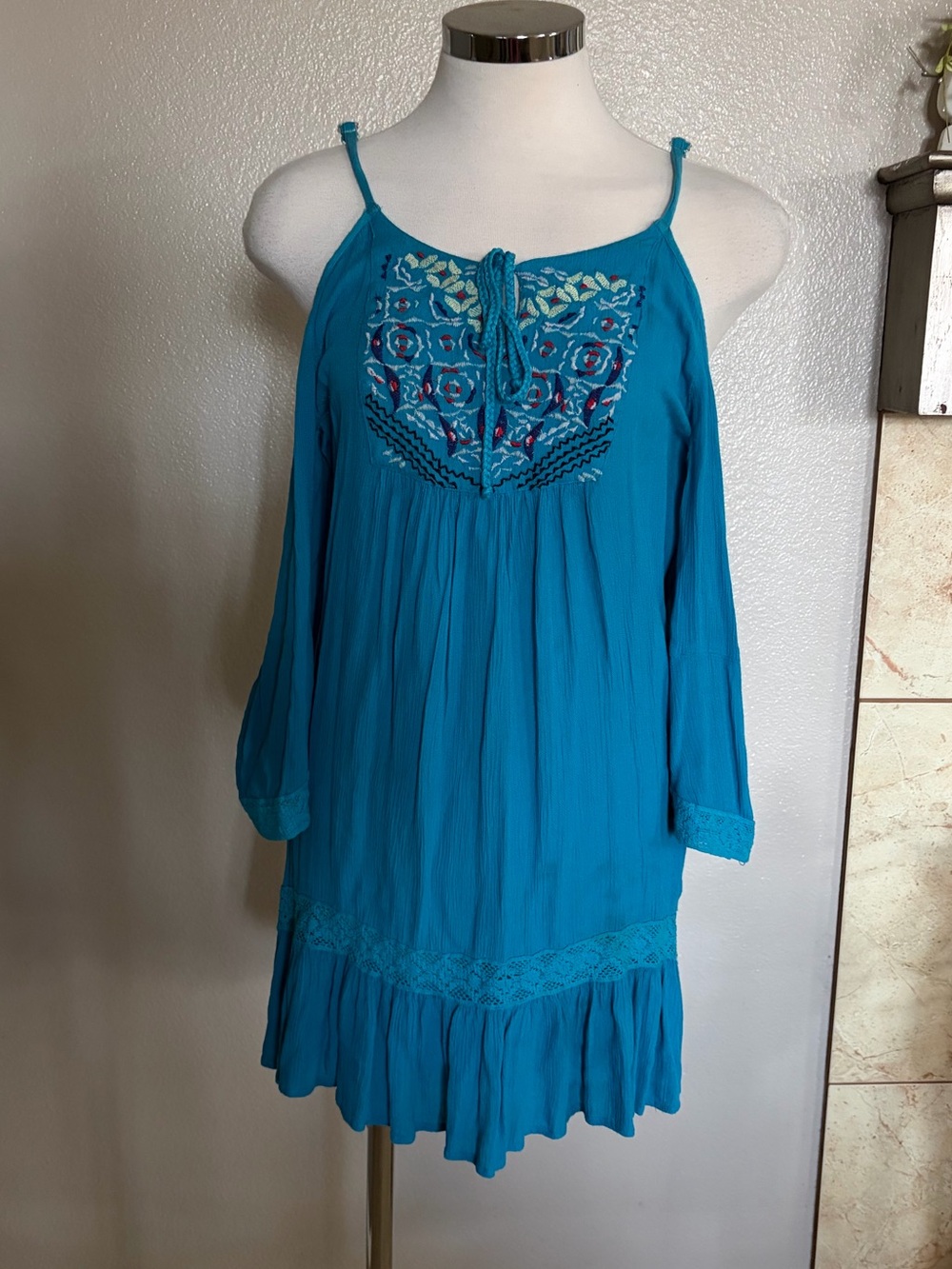 American Rag Teal Blue Cold-Shoulder Tunic